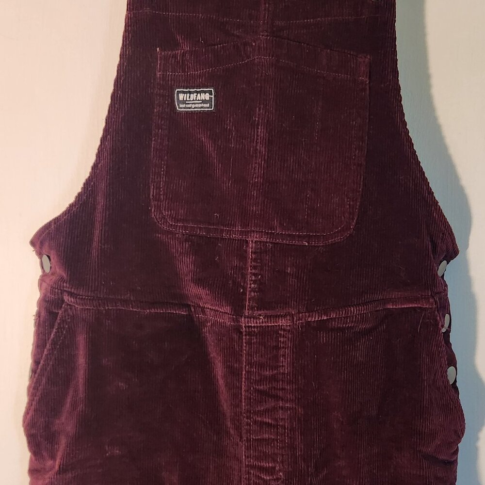 Wildfang Unisex Maroon Corduroy Overalls - Picture 3 of 5